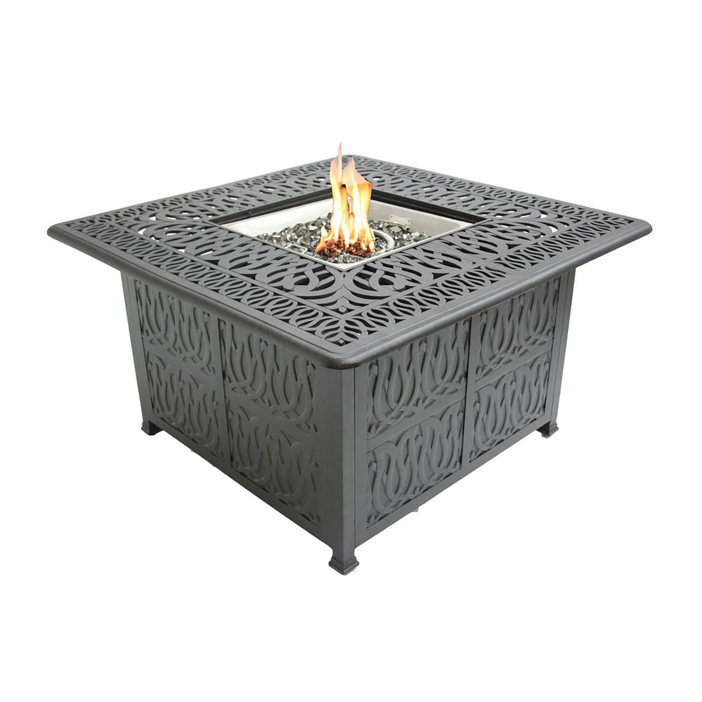 44" Square Chat Wrap Firepit Table Signature (Burner or Ice Bucket Optional)