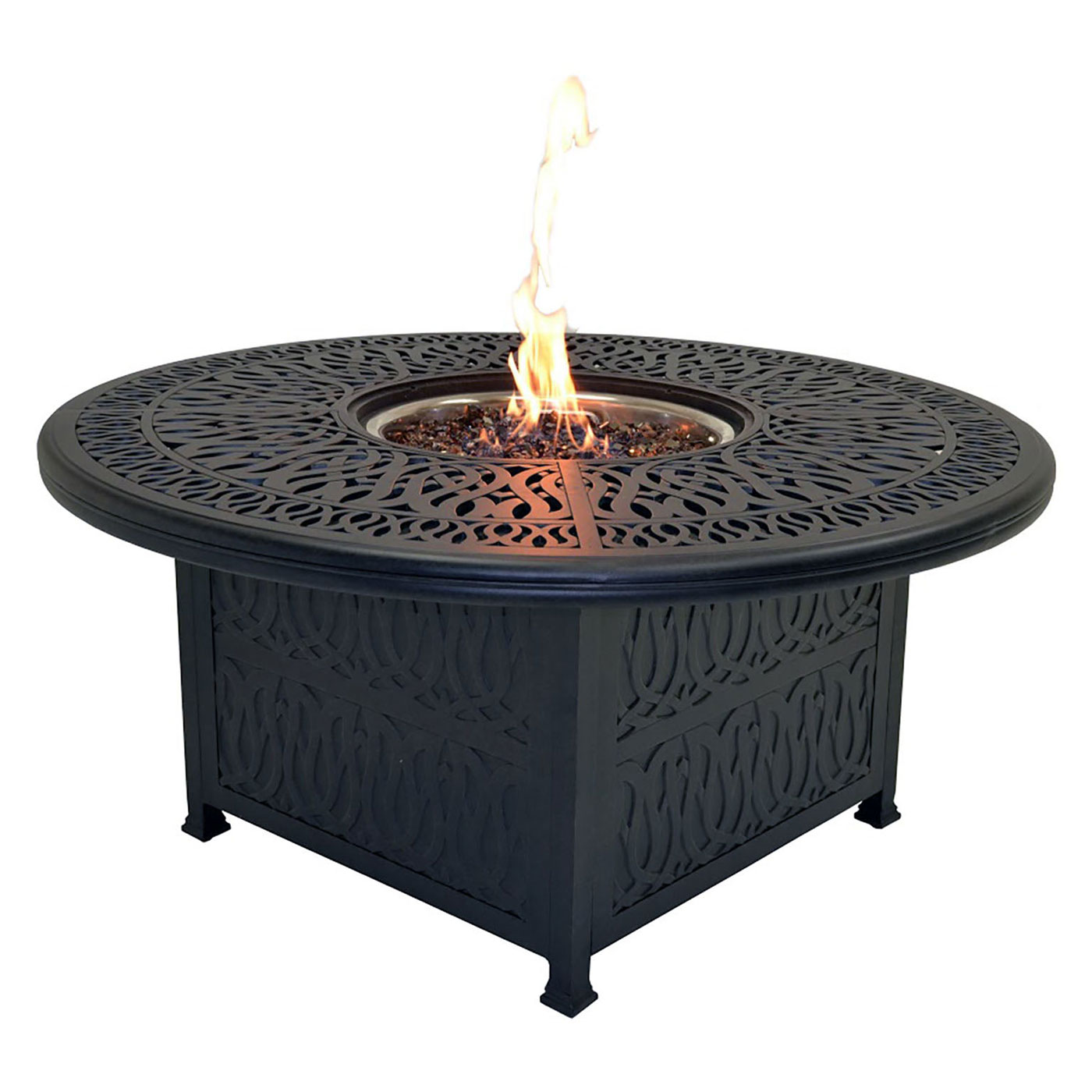 52" Round Chat Wrap Firepit Table Signature Square Base (Burner or Ice Bucket Optional) (Container Order Only)