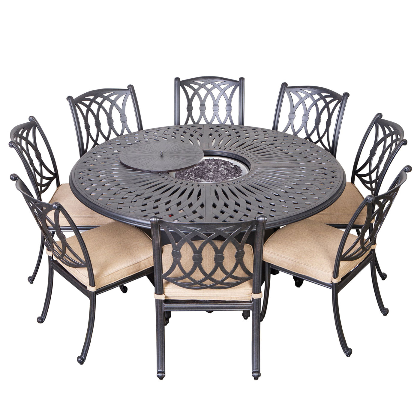64" Round Dining Fire Table Set (Classic) (Container Order Only)